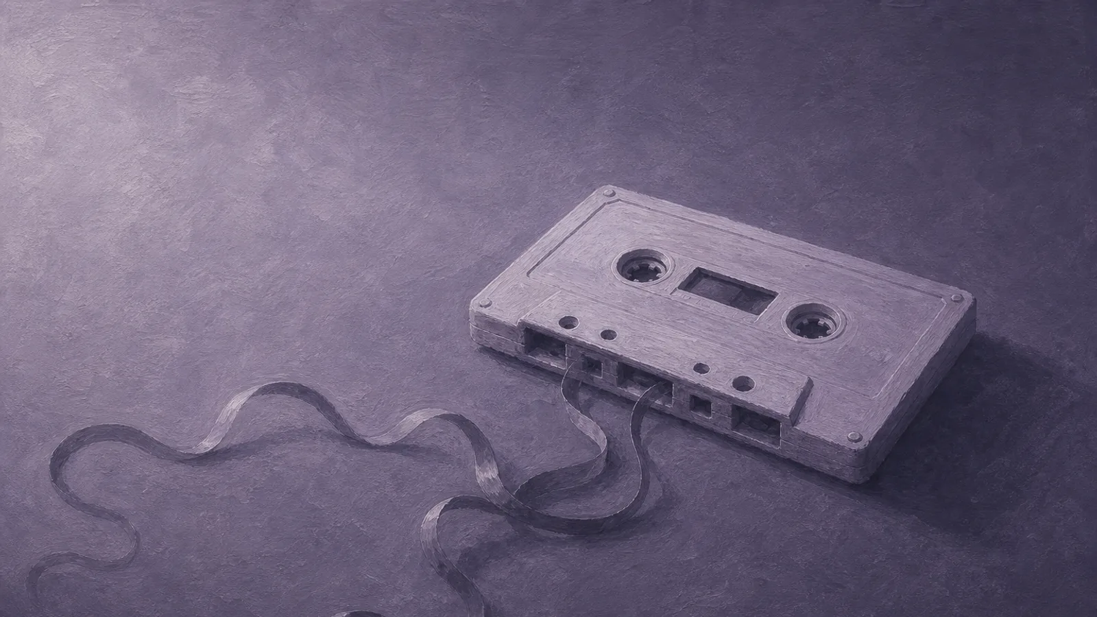 why-your-teens-voice Một cuộn băng cassette đang tở ra, dải băng trôi ra khỏi mép trang giấy
